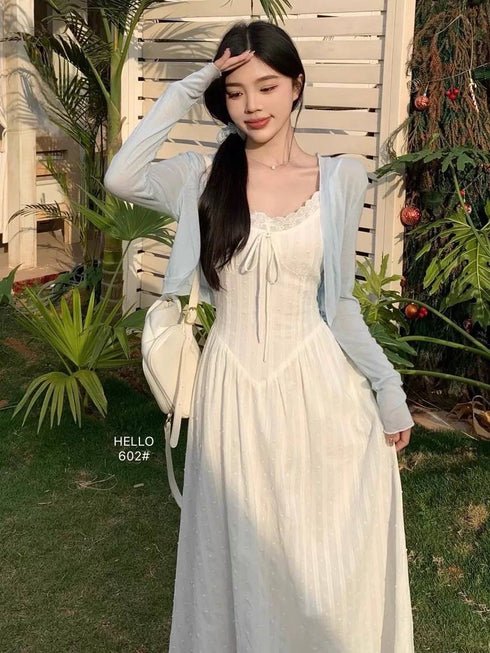 Cotton Spaghetti Straps Midi Dresses